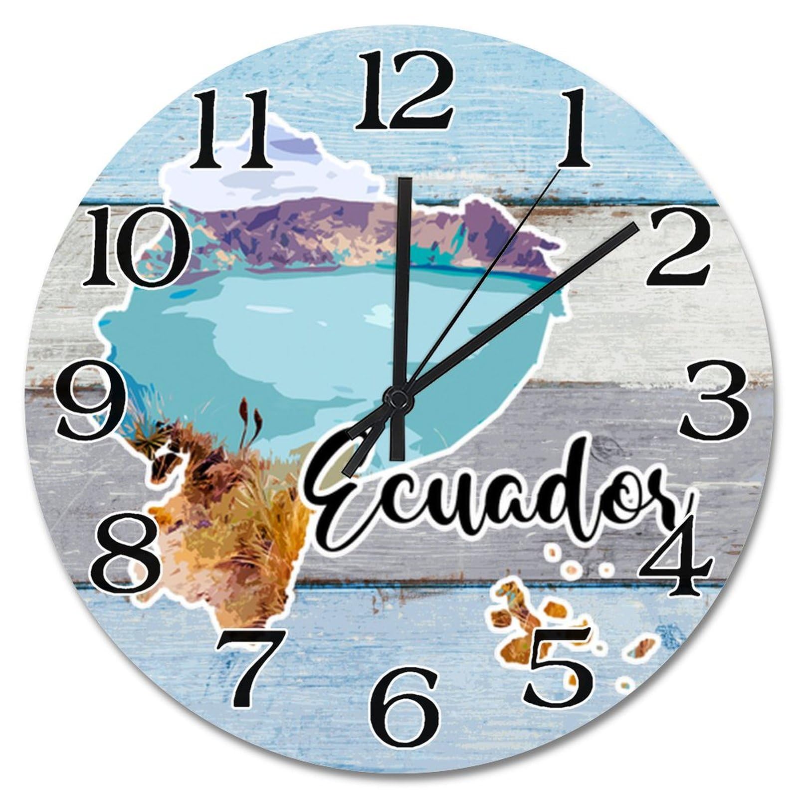 Horloge murale silencieuse 25,4 cm décor Équateur salon