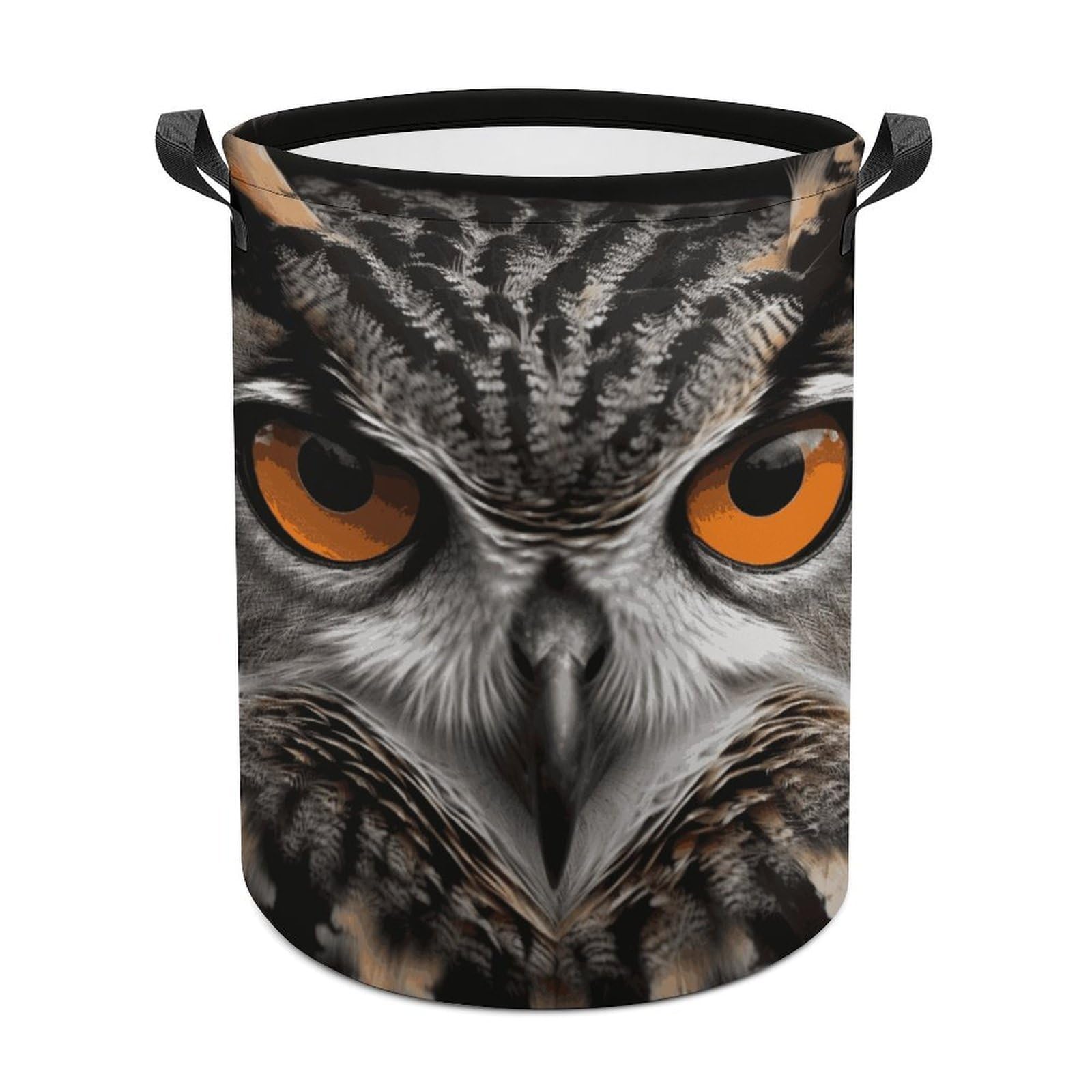 Owl Eyes Laundry Basket Freestanding Waterproof Laundry Hamper Collapsible Tall Clothes Hamper with Reinforced Handles Waterproof Laundry Bag for Dorm Bathroom Home 44x35cm
