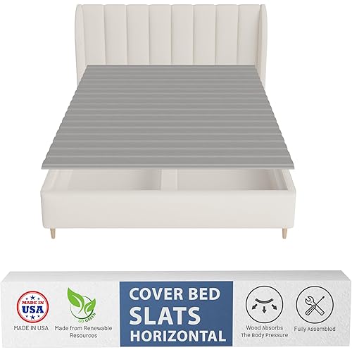 Greaton, 0.75-Inch Horizontal Wooden Bunkie Board/Bed Slats, 72" x 39", Grey