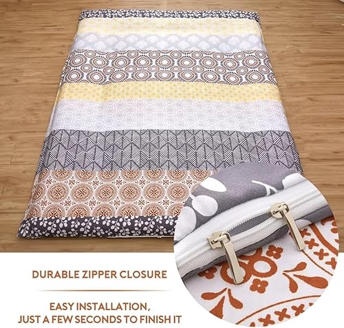 Miniatura 2 de Funda de futón para colchón de futón japonés con cremallera, súper suave y lavable a máquina, tamaño individual, matrimonial, Queen