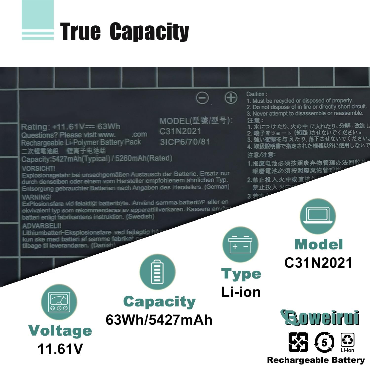 C31N2021 Laptop Battery Replacement for Asus Zenbook 14X OLED UX5401 UX5400E UM5400QA UM5401QA UM5401RA UP5401ZA UX5400EA UX5401EA UX5400EG UX5400ZB UX5400ZF UX5401ZA UP5401EA Series