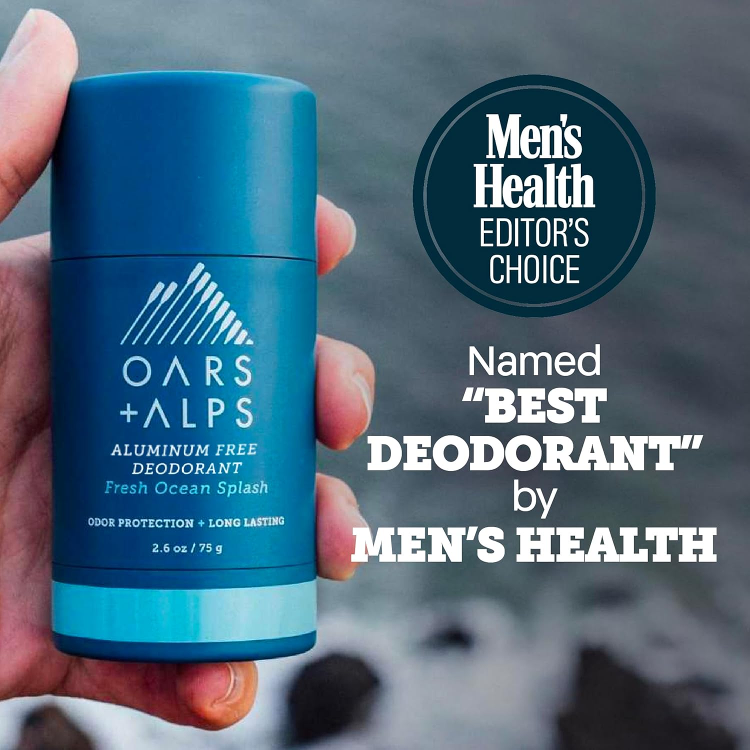 Oars + Alps Aluminum Free Deodorant for Men | Long Lasting Odor Protection, Clear & Free of White Residue, Anti-Chafing Smooth Glide, Dermatologist Tested, Fresh Ocean Splash, 1pk, 2.6oz - Image 3