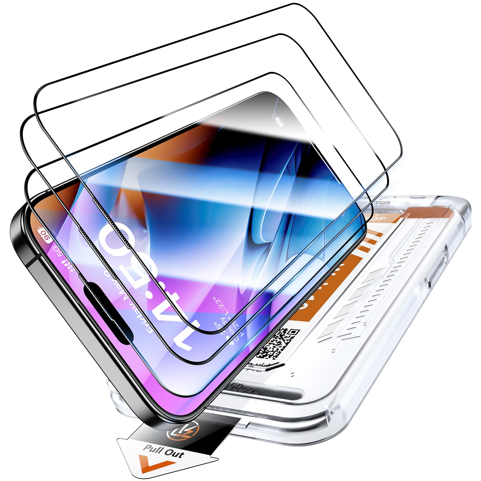 LK 3 Pack for iPhone 15 Pro Screen Protector [Auto-Dusting 0 Bubble]