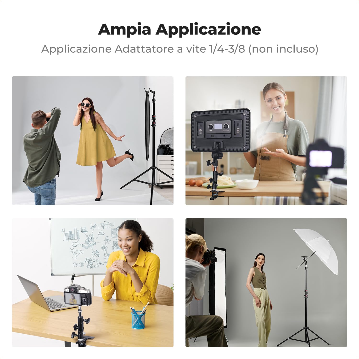 K&F CONCEPT Supporto per metallo resistente per impieghi gravosi Staffa per riflettore Fotografia, supporto per riflettore di accordabile 180 °&360°per sfondo flash, adattatore a vite da 1/4-3/8