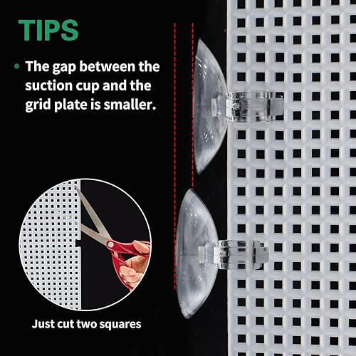 Miniatura 2 de Paquete de 2 divisores de pecera con ventosa, divisor de acuario, placa de rejilla de plástico para separador de peces juveniles, diseñado para