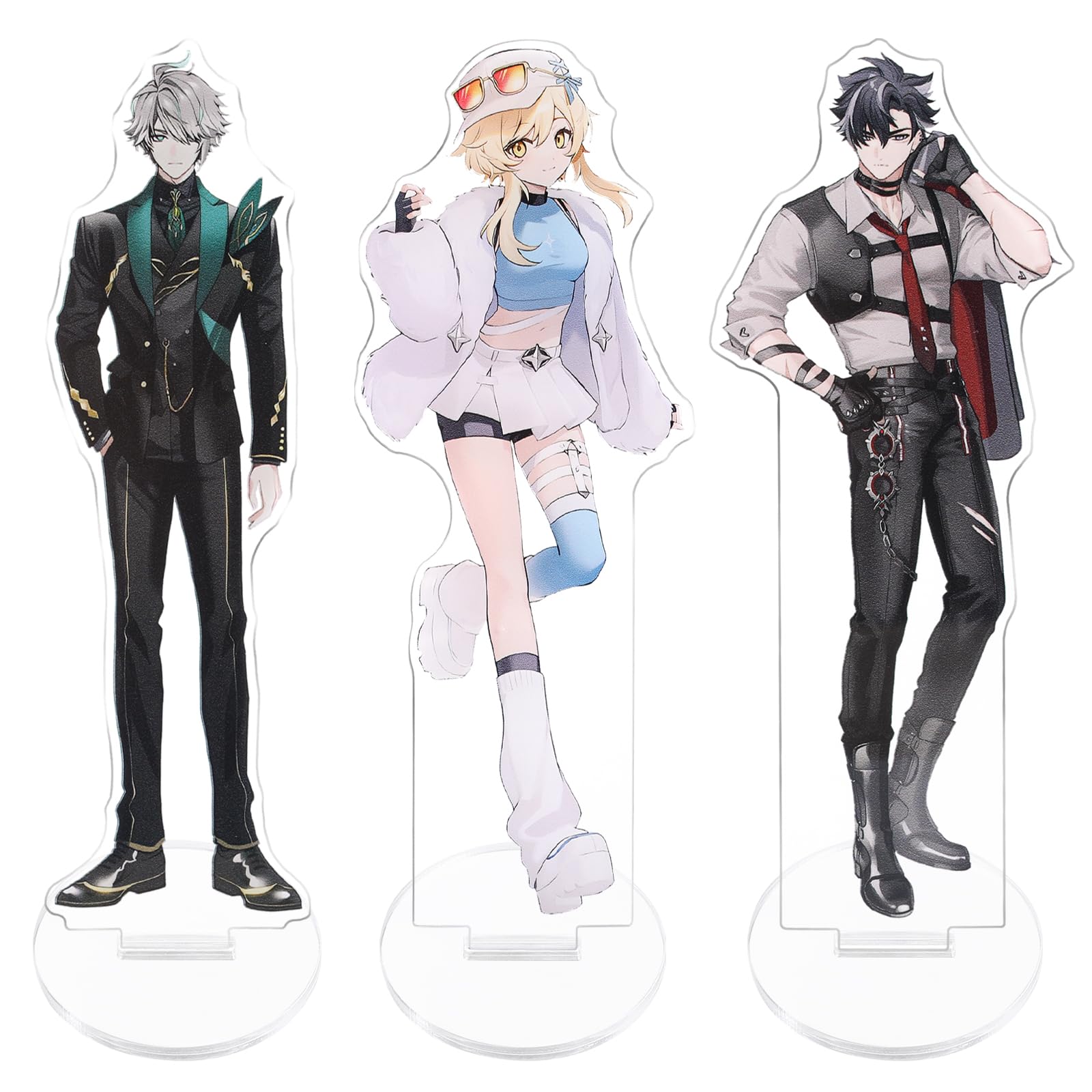 UTIEHDGenshin Impact Fan-Made Character Acrylic Stand Standees 3-Pack, Collectible Merch Acrylic Display Featuring (Lumine. Alhaytham, Wriothesley)