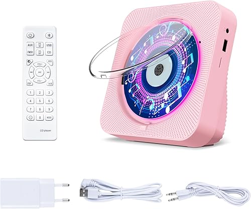 Miniatura 8 de Gueray Reproductor de CD portátil Bluetooth de escritorio Reproductores de CD con altavoces para radio doméstica reproductor de CD con control