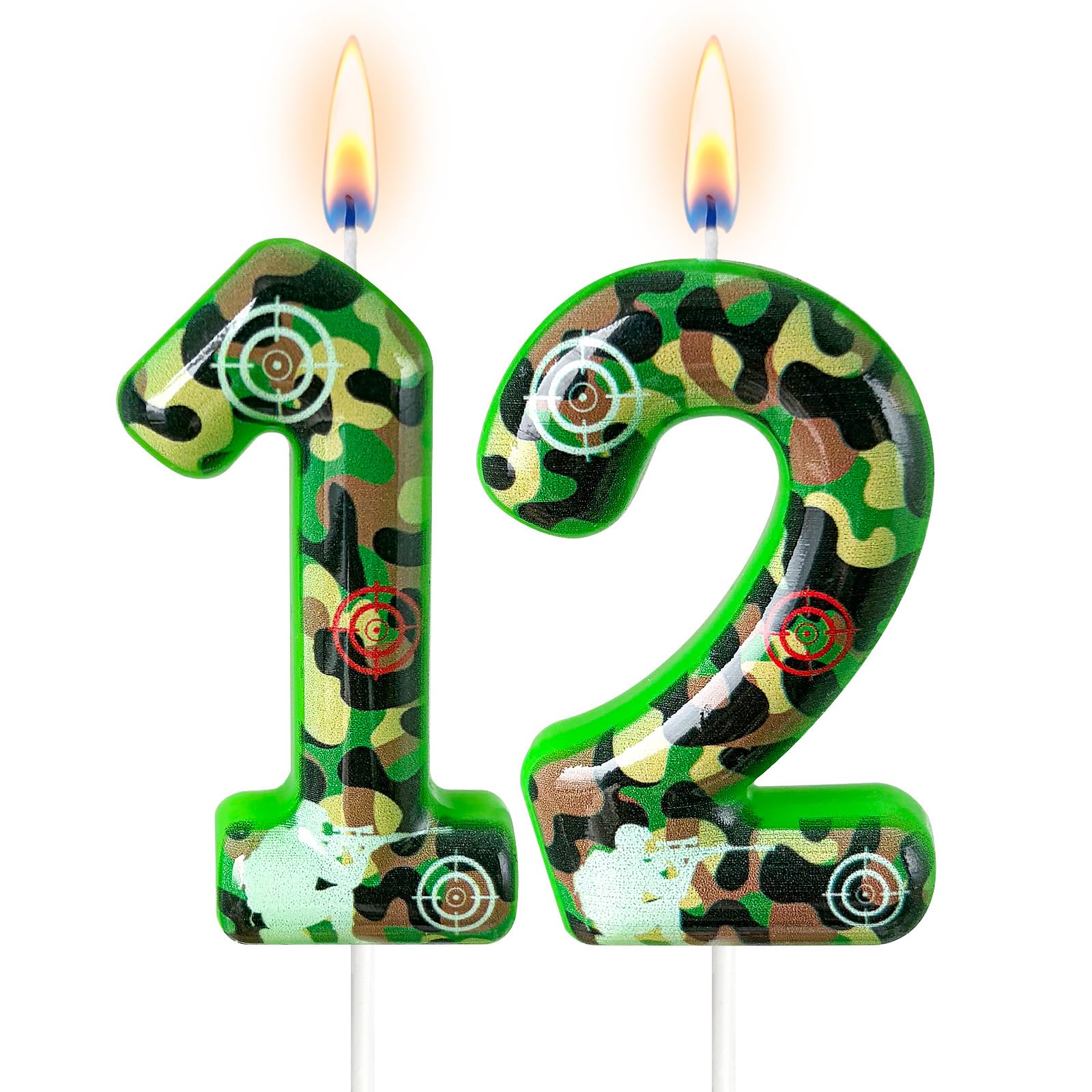 AEYSYU Military Camouflage Number 12 Candle - cake decorating supplies | Mubboo