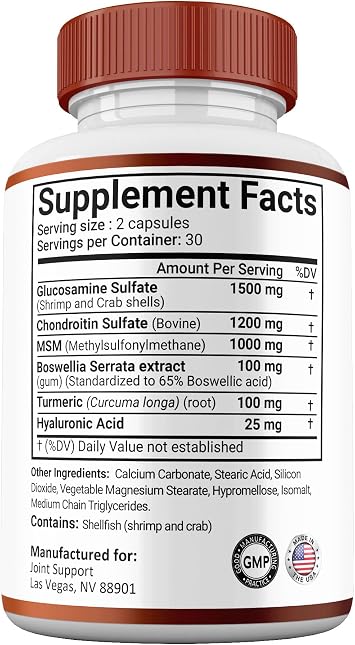 (2 Pack) Joint Support Capsules, All Natural Premium Formula, Maximum Strength Vitamin, Joint Support Supplement Pills