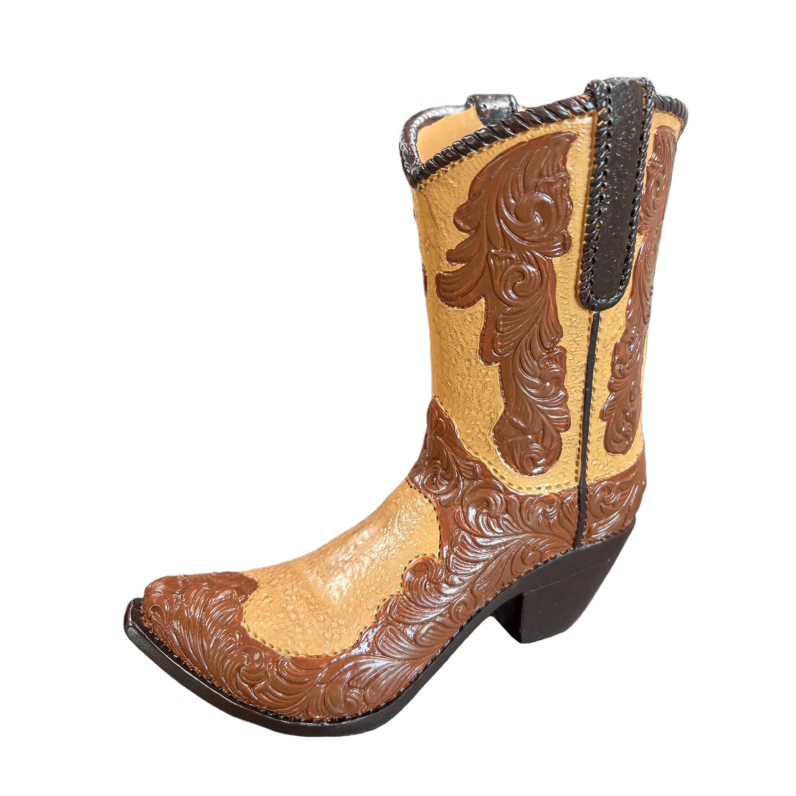 Photo 1 of Dwelloria Brown Vintage Cowboy Boot Figurine – Western Boot Resin Sculpture, Rustic Farmhouse Decor, Country Style Shelf Ornament, Cabin Gift