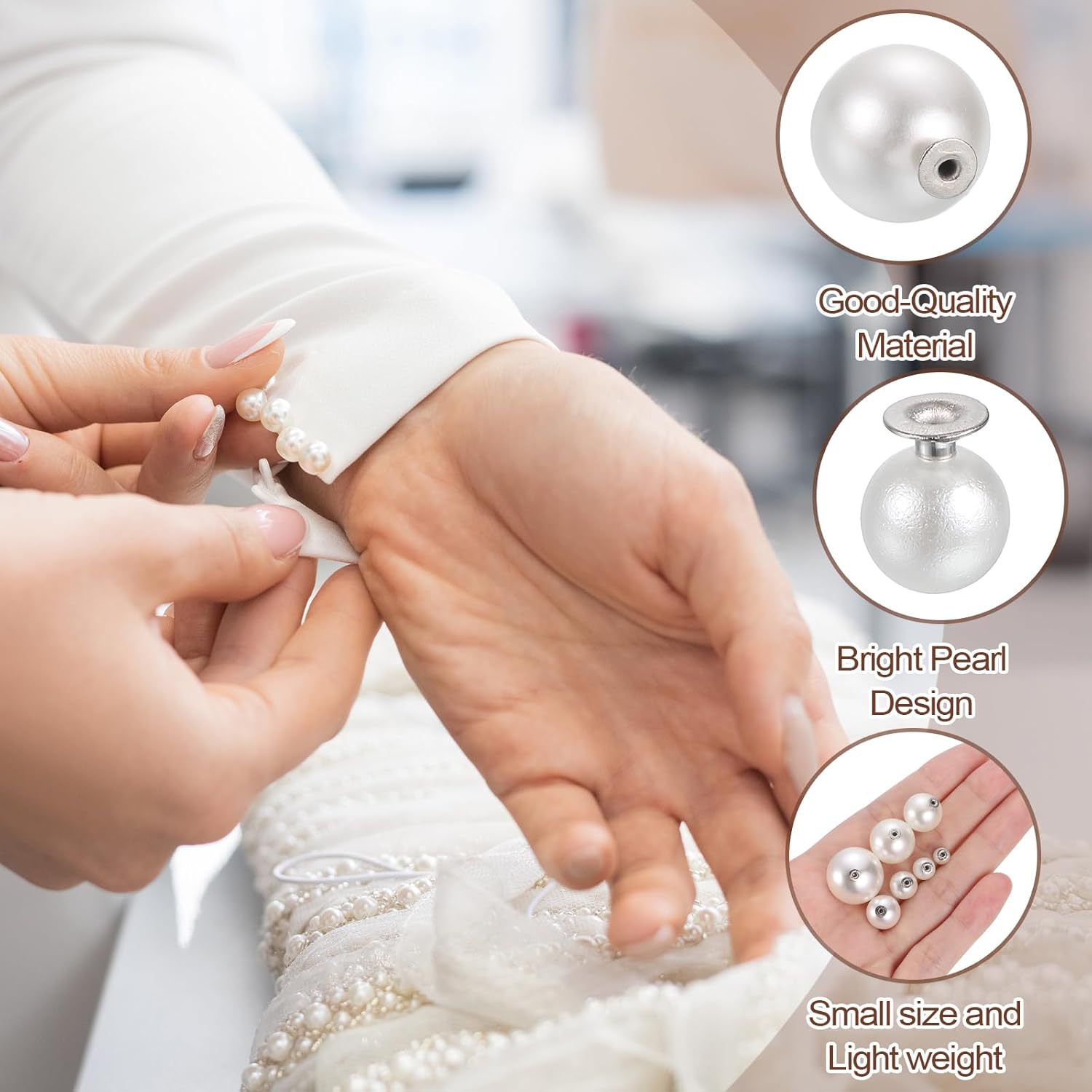 PATIKIL 20mm Pearl Rivet Studs, 60 Pcs Leather Rivets Pearl Rivet Buttons Spikes for Leather Crafting for Decor Repair DIY Clothing Belts Bags Shoes, White