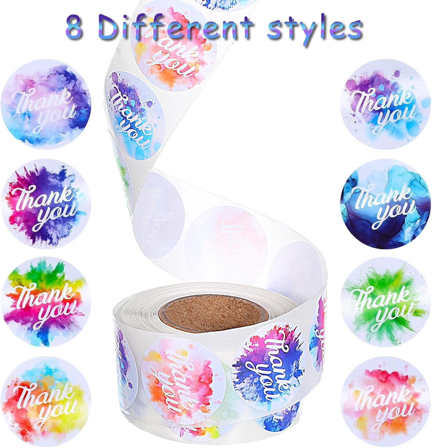 1000 Pieces Thank You Stickers Roll 1 Inch Round Envelopes Seal Thank You Stickers for Small Business Elegant Self-Adhesive Labels for Presents Bags Wrapping Supplies, 8 Designs - Image 3