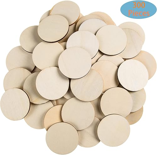 Miniatura 4 de 300 unidades de 2 pulgadas redondas sin terminar rebanadas de madera redondas de discos de madera para manualidades, recortes redondos de madera,