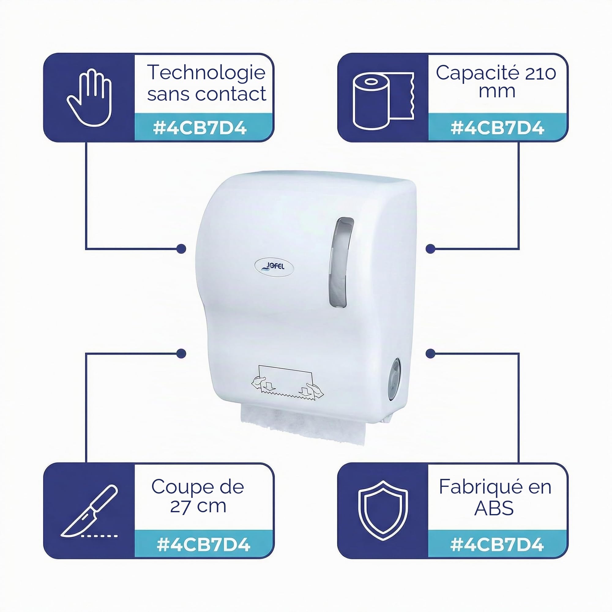 Jofel AG56000 Distributeur auto-coupant, blanc