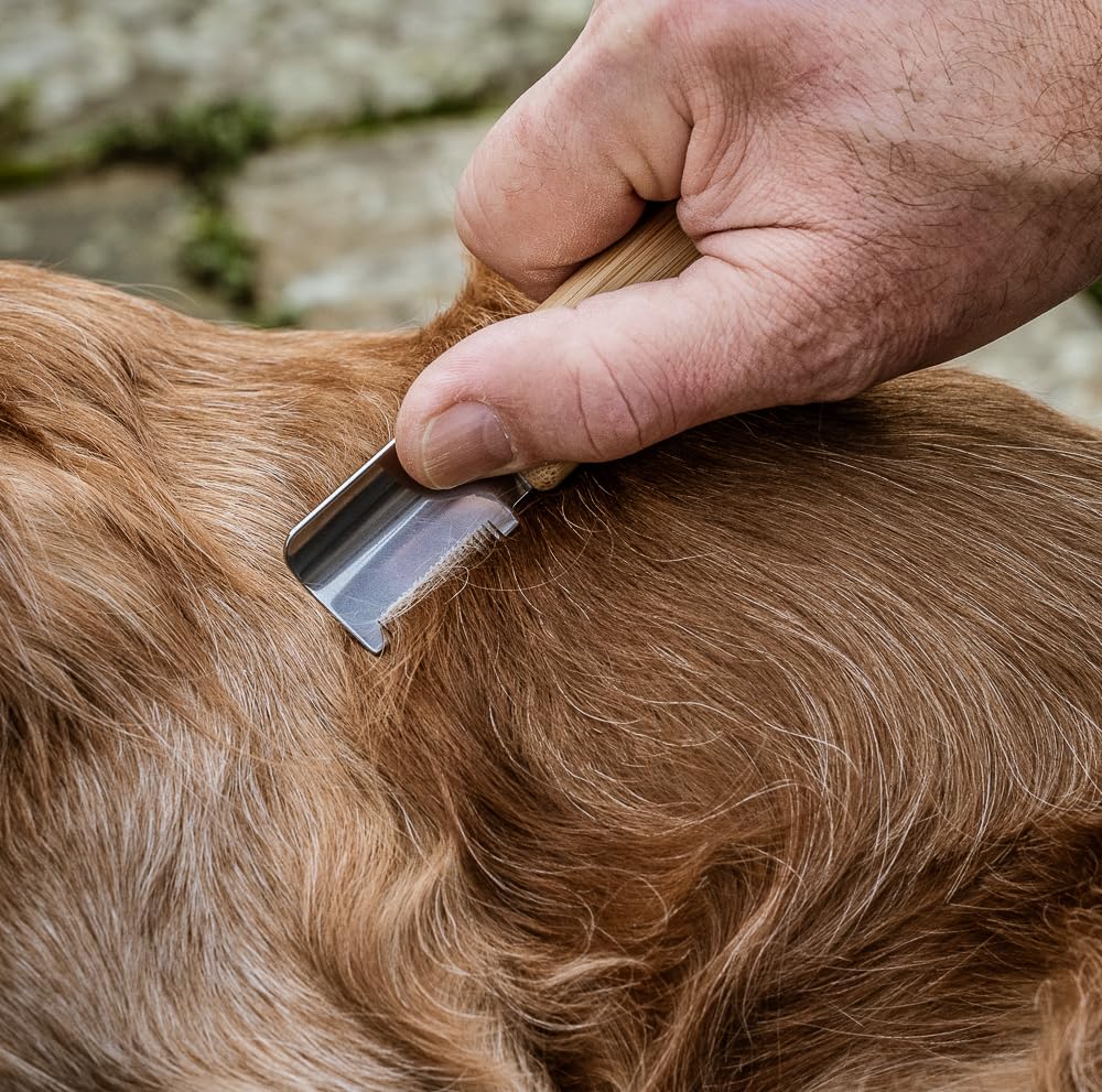 Coltello Toelettatura Cani Mikki | In Bamb&ugrave; E Acciaio | Per Pelo Corto | Denti Grossi