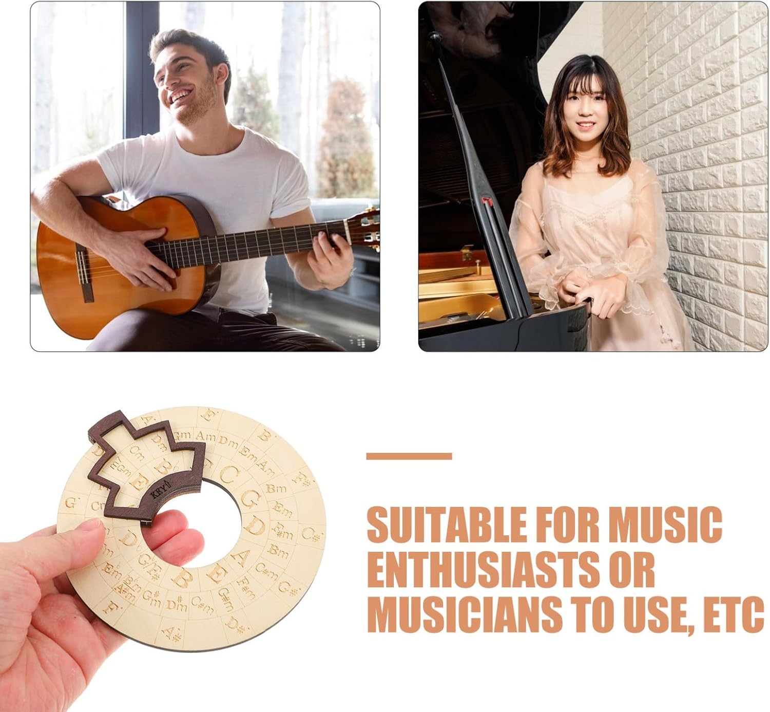 Wooden Melody Wheel Tool for Musicians, Guitar Chord Practice image 3
