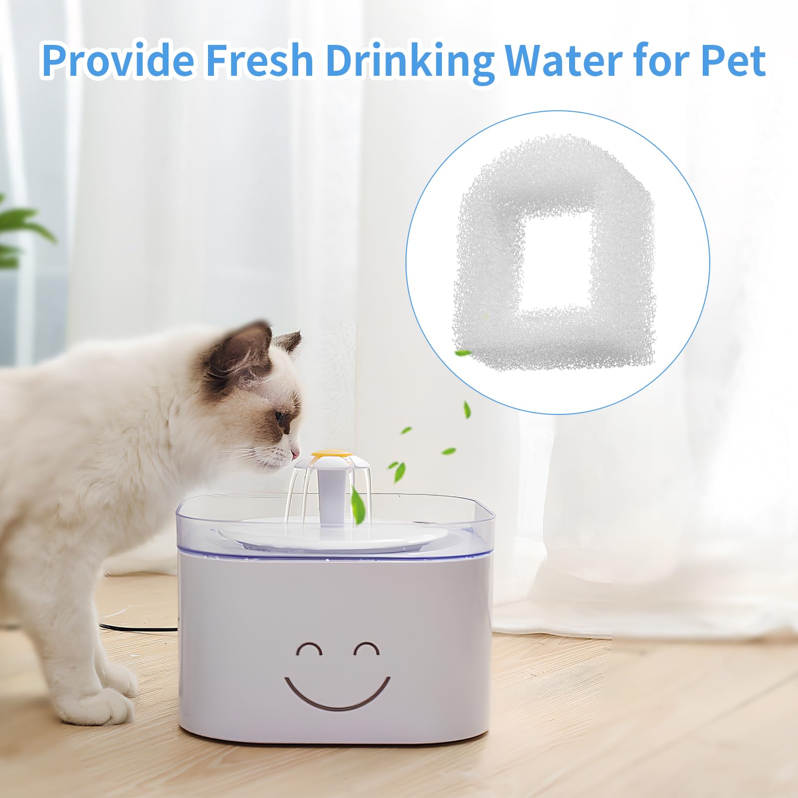 24 filtros de espuma de repuesto para fuente de agua para gatos PetSafe Drinkwell de cerámica y acero inoxidable para mascotas, filtros de espuma para fuente de agua para gatos