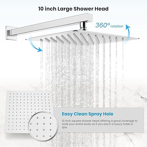 Miniatura 45 de gotonovo Juego de grifo de ducha tipo lluvia con sistema de molduras de ducha con cabezal de ducha de lluvia de 10 pulgadas, mezclador de baño