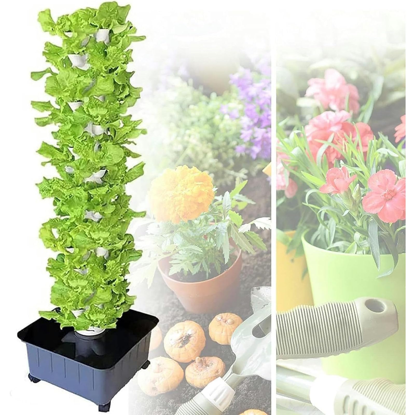 Potager Vertical pour, autoportant, Longue durée, avec Pompe de Recharge et réservoir d'eau Amovible 45 Plants