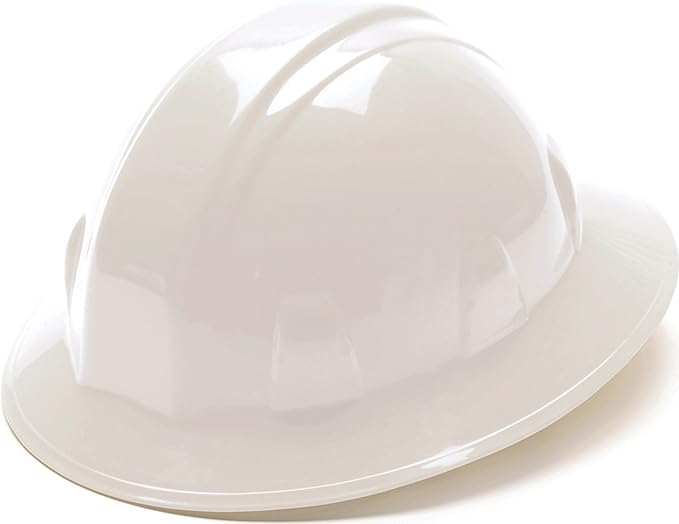 Pyramex White Full Brim Style 4 Point Ratchet Suspension Hard Hat