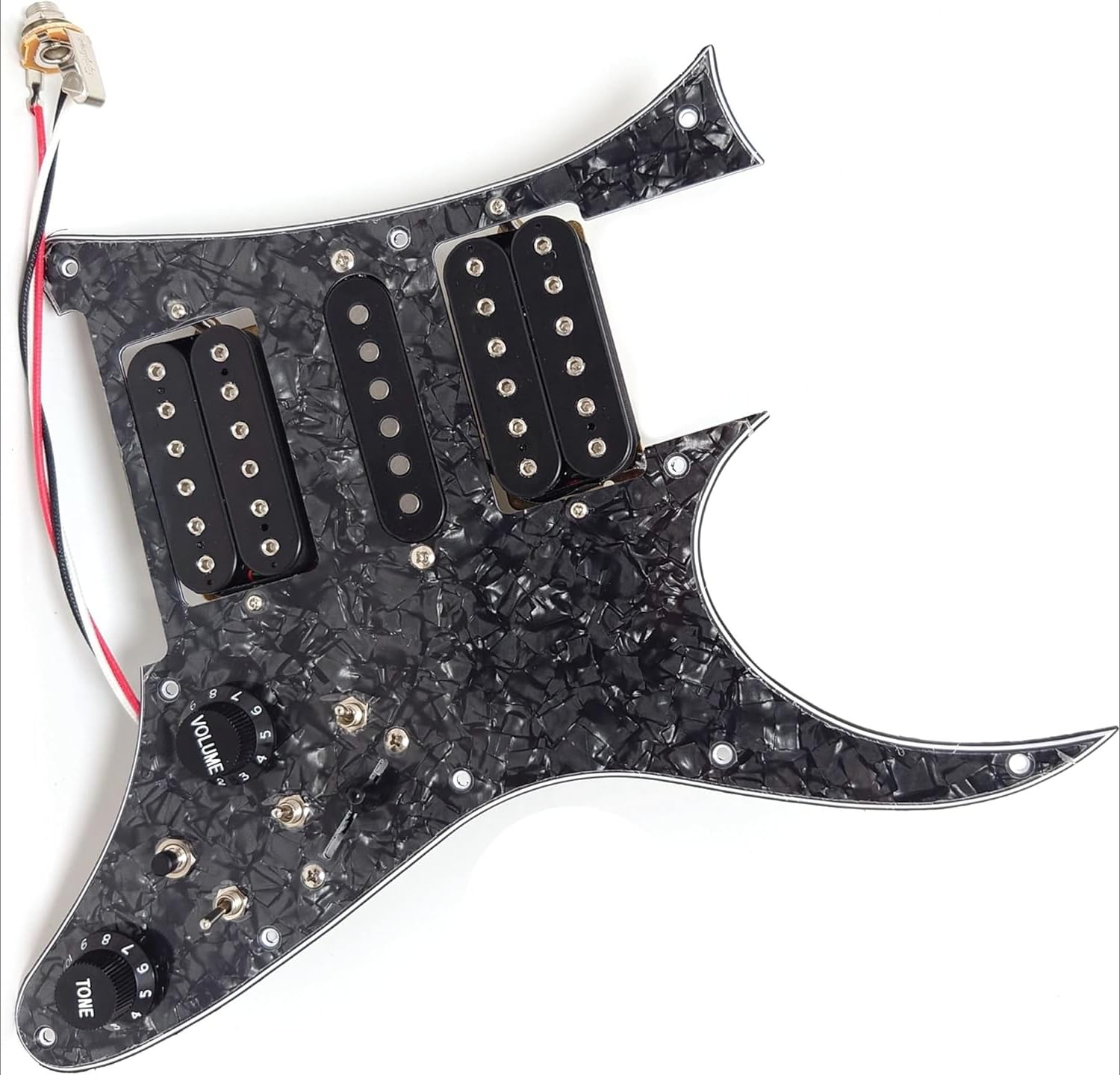 HSH Wstępnie okablowany Pickguard Alnico 5 przetworniki z pojedynczą cewką/Humbucker, rozdzielanie cewki, ulepszony przełącznik osłona kostki do gitary elektrycznej Ibanez RG