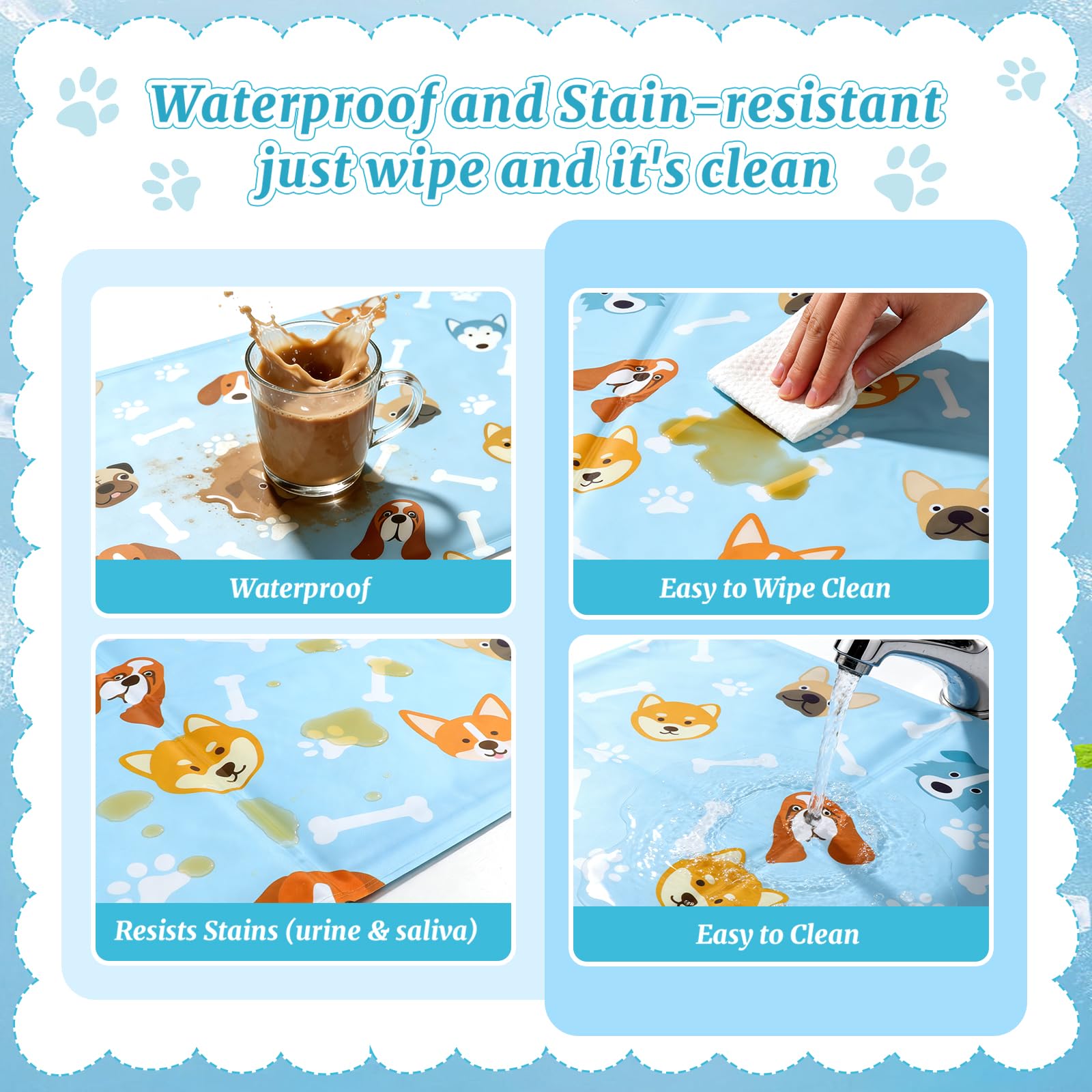 Tapis Rafraichissant Chien & Chat, Tapis de Refroidissement 90x60 cm pour Chien et Chat, Lavable, Idéal pour la Maison, Extérieur et Voiture