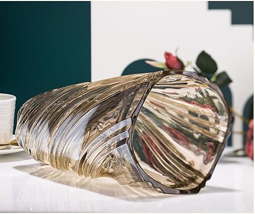 Miniatura 4 de Jarrón de cristal, elegante centro de mesa decorativo en espiral para el hogar, oficina, boda, elegante florero de vidrio soplado