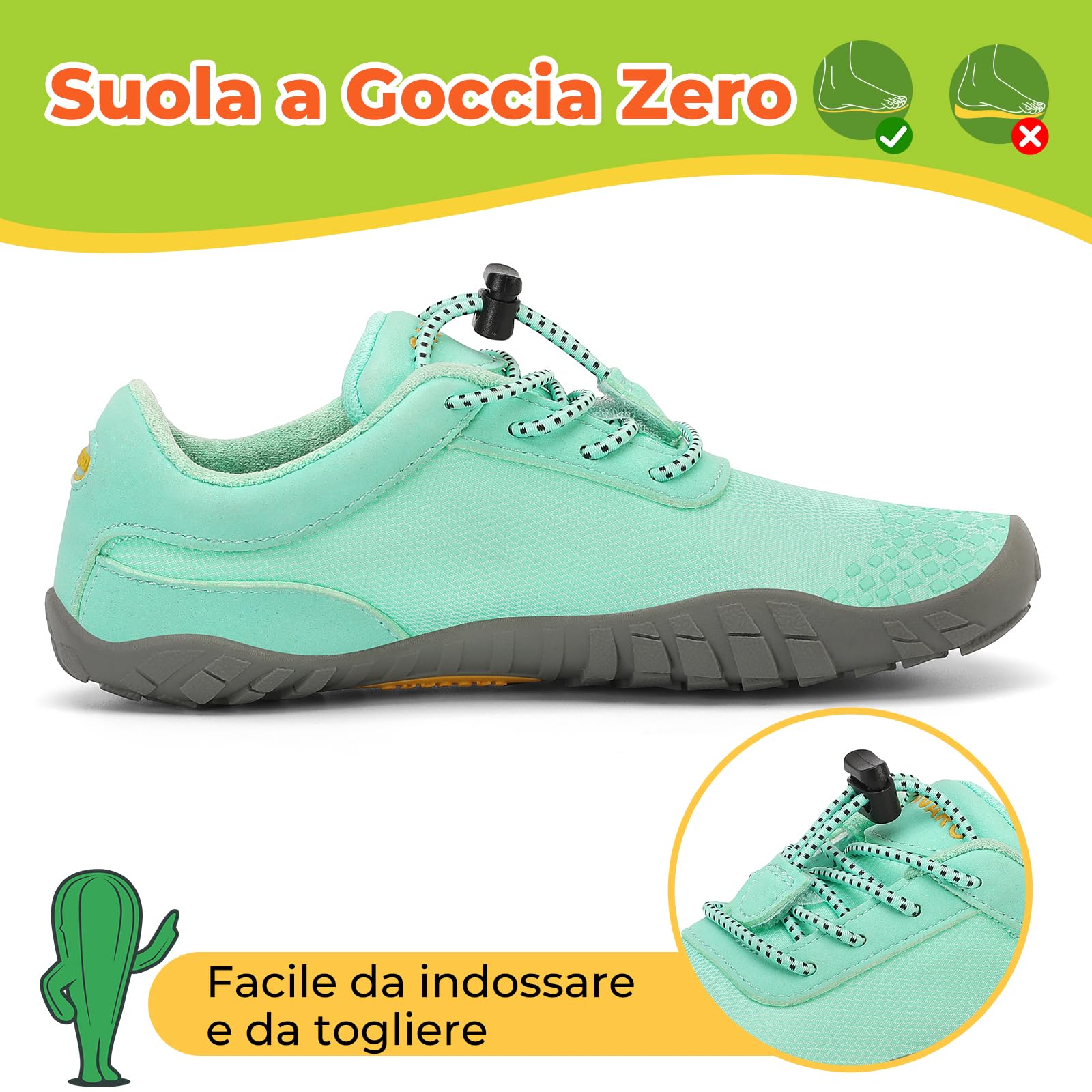 SAGUARO Barefoot Shoes Bambini Traspiranti Scarpe Barefoot Ragazzi Ragazze Scarpe Minimaliste Gr.24-36