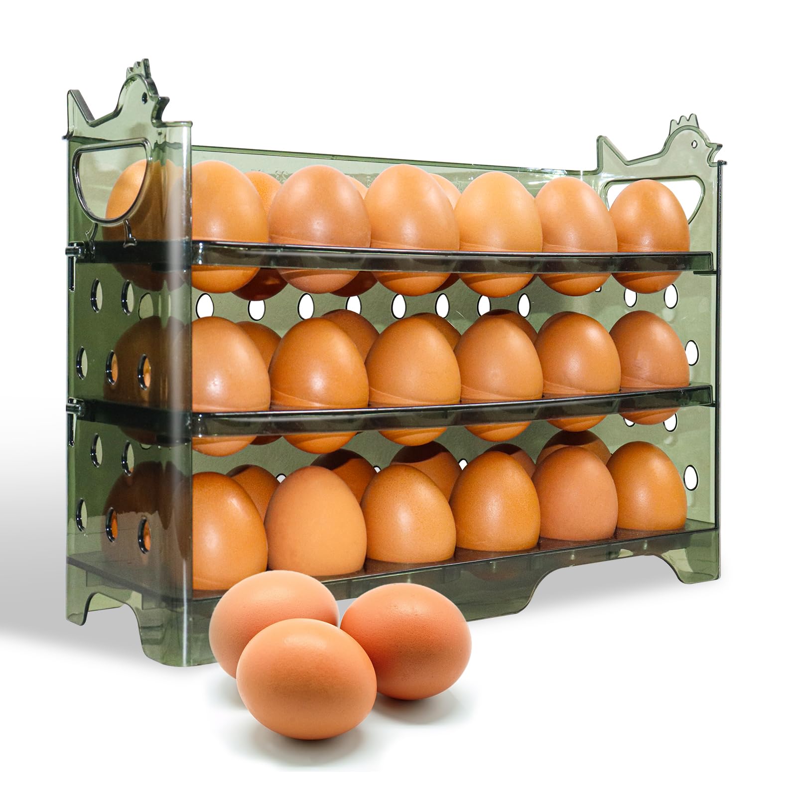 SPACY MAYA36 Egg Holder for Fridge,Egg Organizer for Refrigerator,Large Capacity Egg Storage Container for Refrigerator Door,Egg Dispenser Tray With Time Scale for Fridge and Countertop