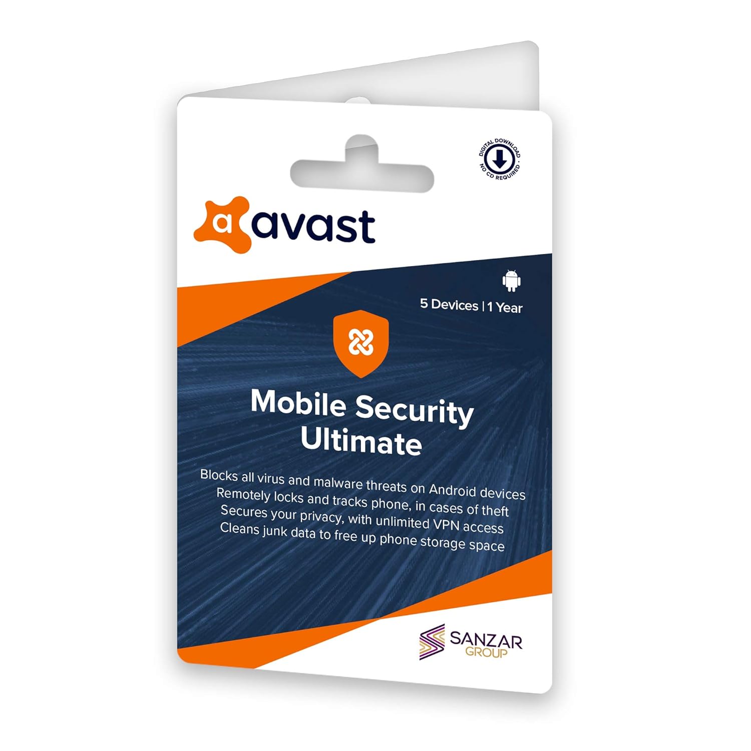 Avast Mobile Security for Android - Ultimate with VPN for upto 5 Android Devices (1 User | 1 Year) (Activation Card)
