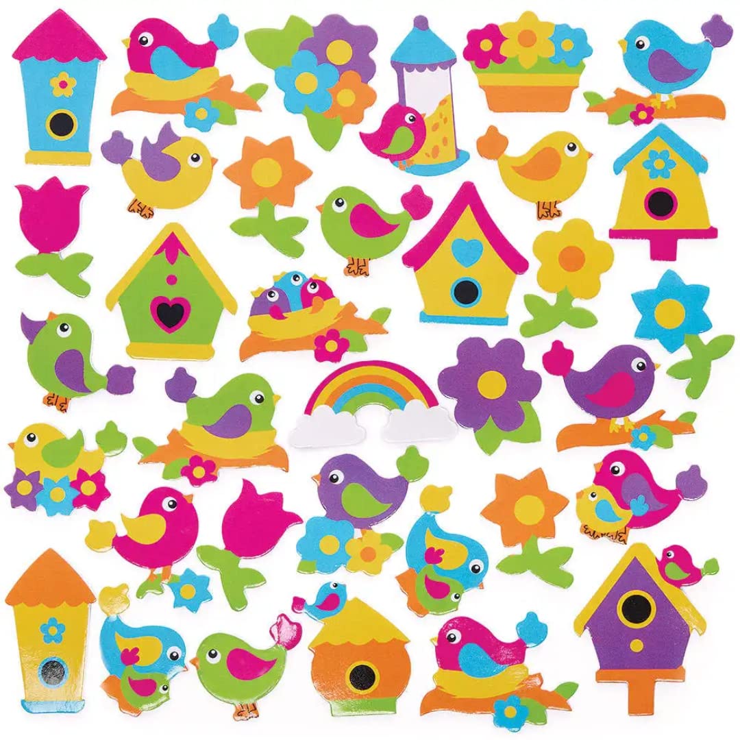 Baker Ross FC684 Bird Foam Stickers - Pack of 200, Self-Adhesive Stickers for Kids, Crafts for Kids, Stickers for Children