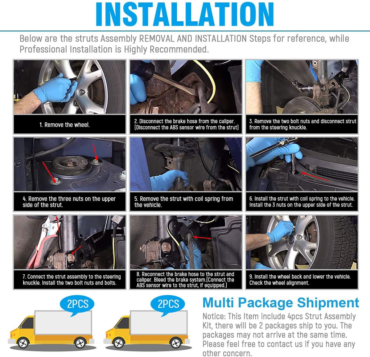 OREDY 4PCs Front & Rear Struts w/Coil Springs Kit for 2003 2004 2005 2006 Ford Expedition/Lincoln Navigator Shock Absorbers Assembly - Replace #171369 171370