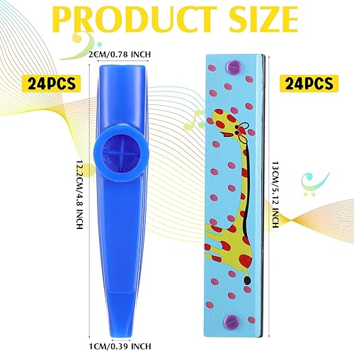Miniatura 2 de Simgoing 48 piezas de juguete de instrumentos musicales que incluyen 24 piezas de armónica y 24 piezas de instrumentos multicolor Kazoo para niños y