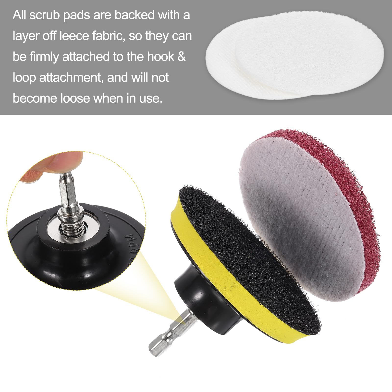 sourcing map Lot de 10 tampons à récurer en nylon de 12,7 cm, grain 2000, disques à récurer pour perceuse - Blanc