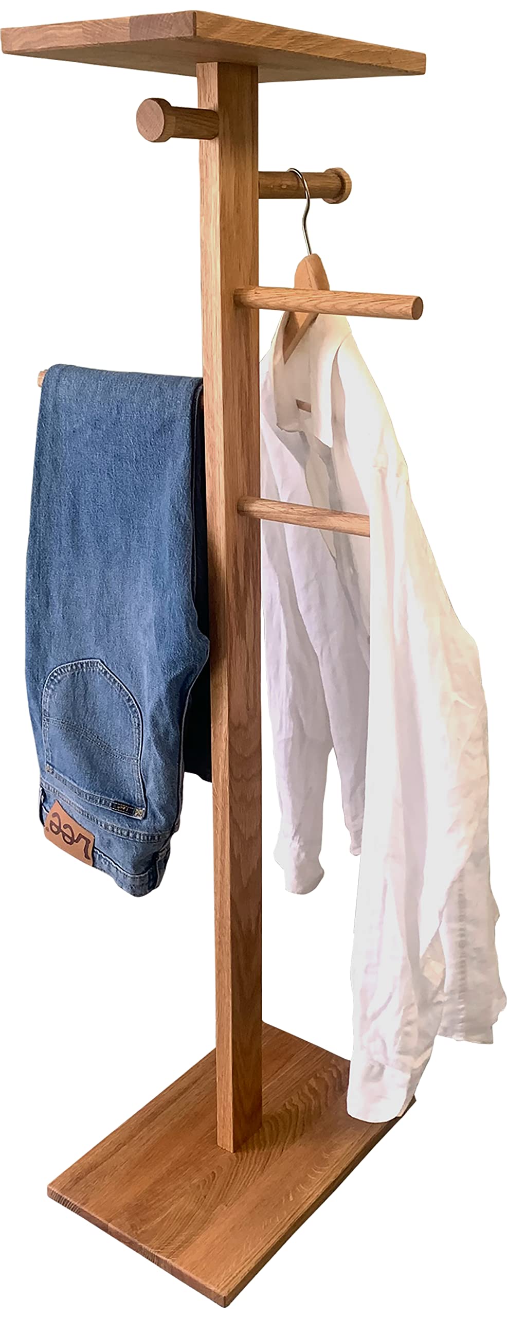 Herrendiener, Kleiderbutler & Stummer Diener aus Holz, Design Kleiderständer, Kleiderhalter & Klamotten Ständer Handgearbeitet, Modern Stiller Diener Kleiderablage für Schlafzimmer (Geölt)
