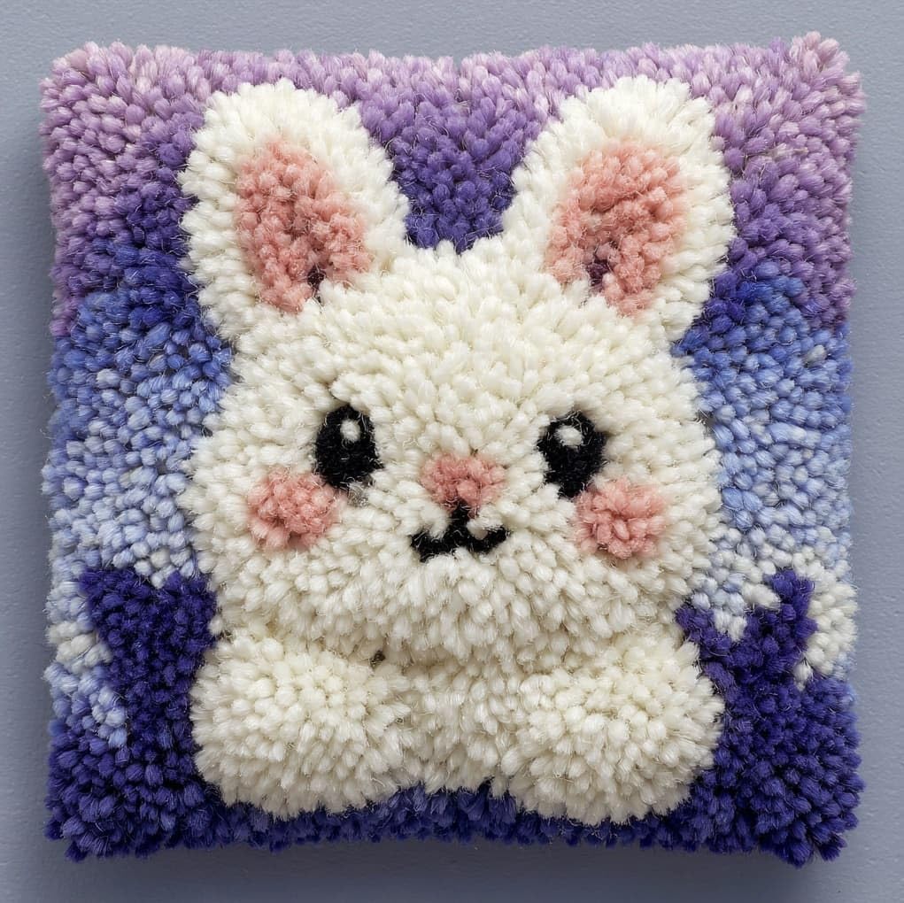 WallustrioaW Latch Hook Cushion Kits,Cute Bunny