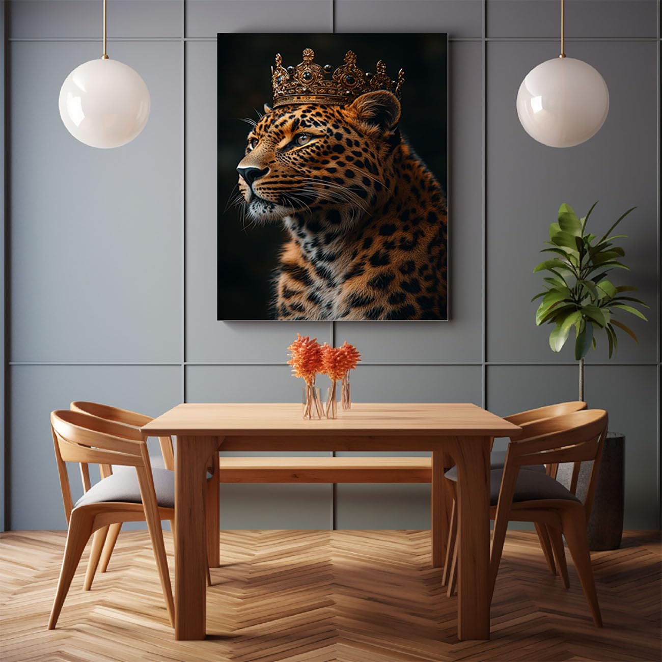 TODOAA Animal abstracto Arte de la pared cuadros, Leopardo del Bosque Natural Pintura Estilo nórdico -Moderno Pared Arte Cartel para Sala de Estar decoración del hogar - 80x120cm Enmarcado(marrón)