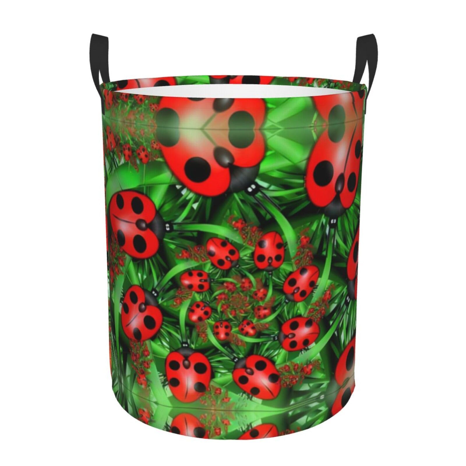 M Circular Hamper – Collapsible Red Ladybug Print Laundry Basket