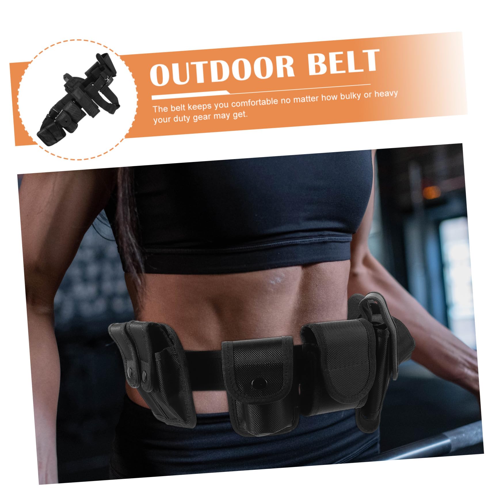 Ceinture Multifonction en Tissu Oxford Noir Rangement Multi-Poches et Poche Ceinture Confortable pour Entraînement et Activités Extérieures