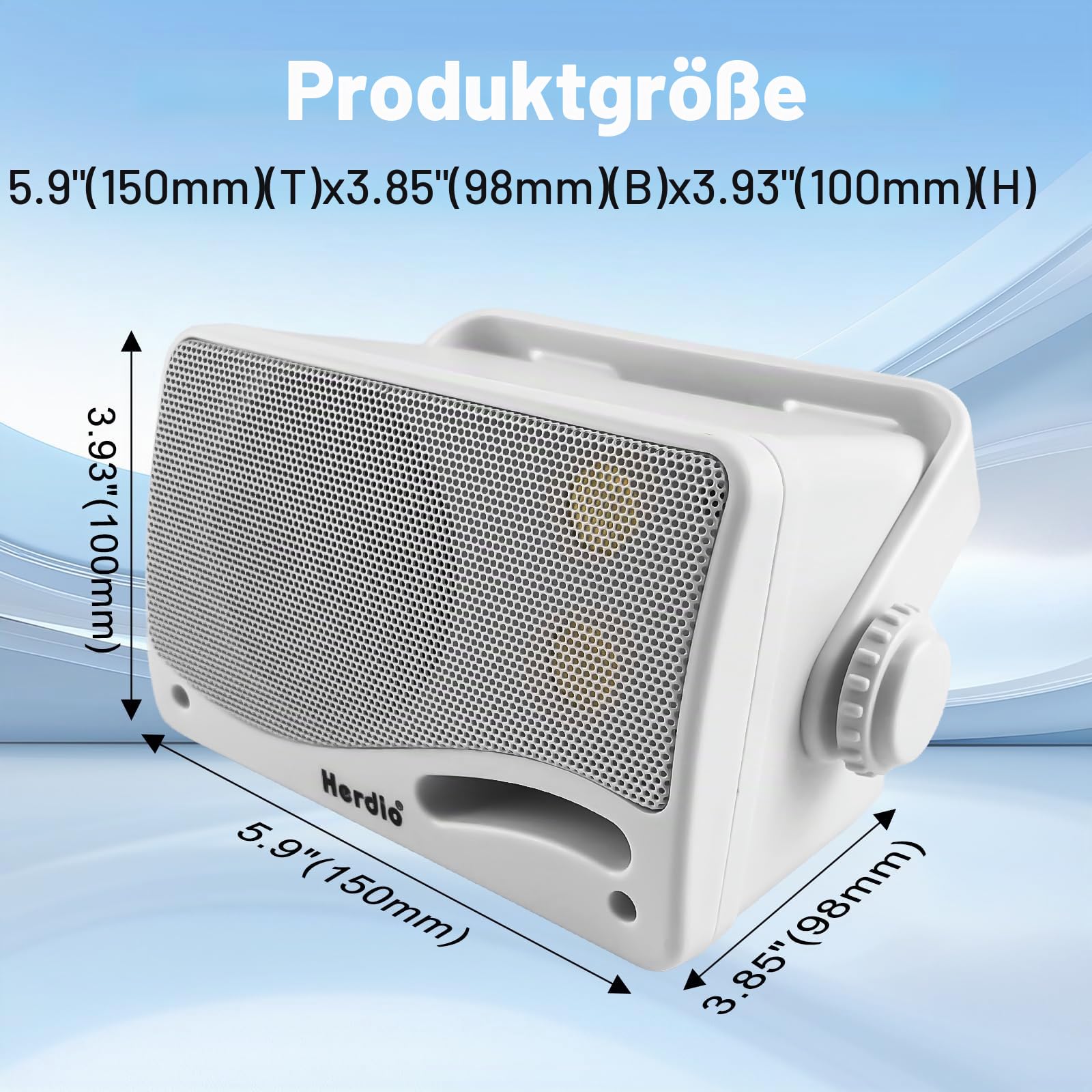 Herdio 3,5 Zoll passive Outdoor-Lautsprecher, kabelgebunden, wasserdicht, Wandmontage, Lautsprecher mit 400 W überlegenem Klang, Allwetter-Haltbarkeit, für Zuhause, Terrasse, Garten, Marine, Boot