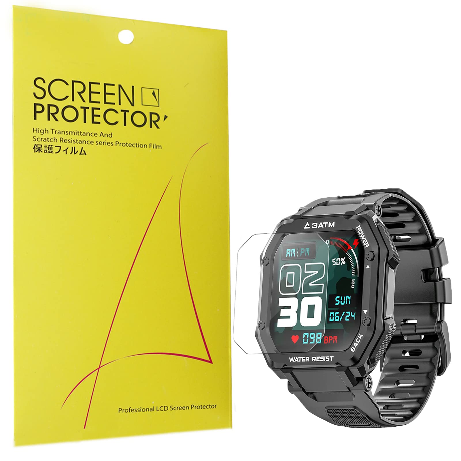 Compatible for Mingdaln Smart Watch Screen Protector, Giaogor [6 Pack] Full Coverage TPU Film Compatible for Mingdaln C16 1.69" Smartwatch/KOSPET Rugged 1.69 Smartwatch/ANIHC 1.69 Smart watch (6 pack)