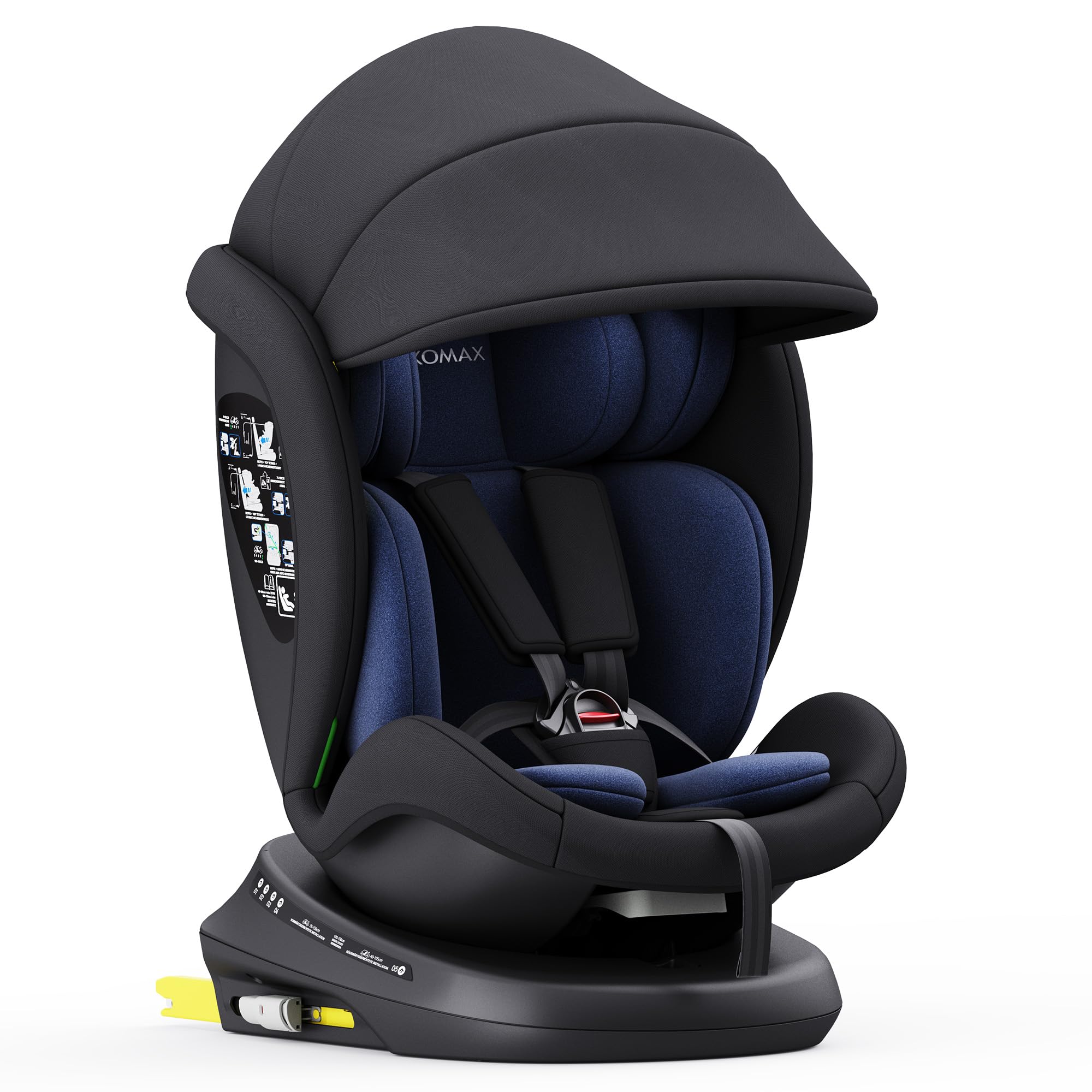 XOMAX 946i Asiento infantil giratorio 360° con ISOFIX, función reclinable I creciente I 0-36 kg, 0-12 años, grupo 0/1/2/3, arnés de 5 puntos y cinturón de 3 puntos, funda extraíble, lavable I ECE R129