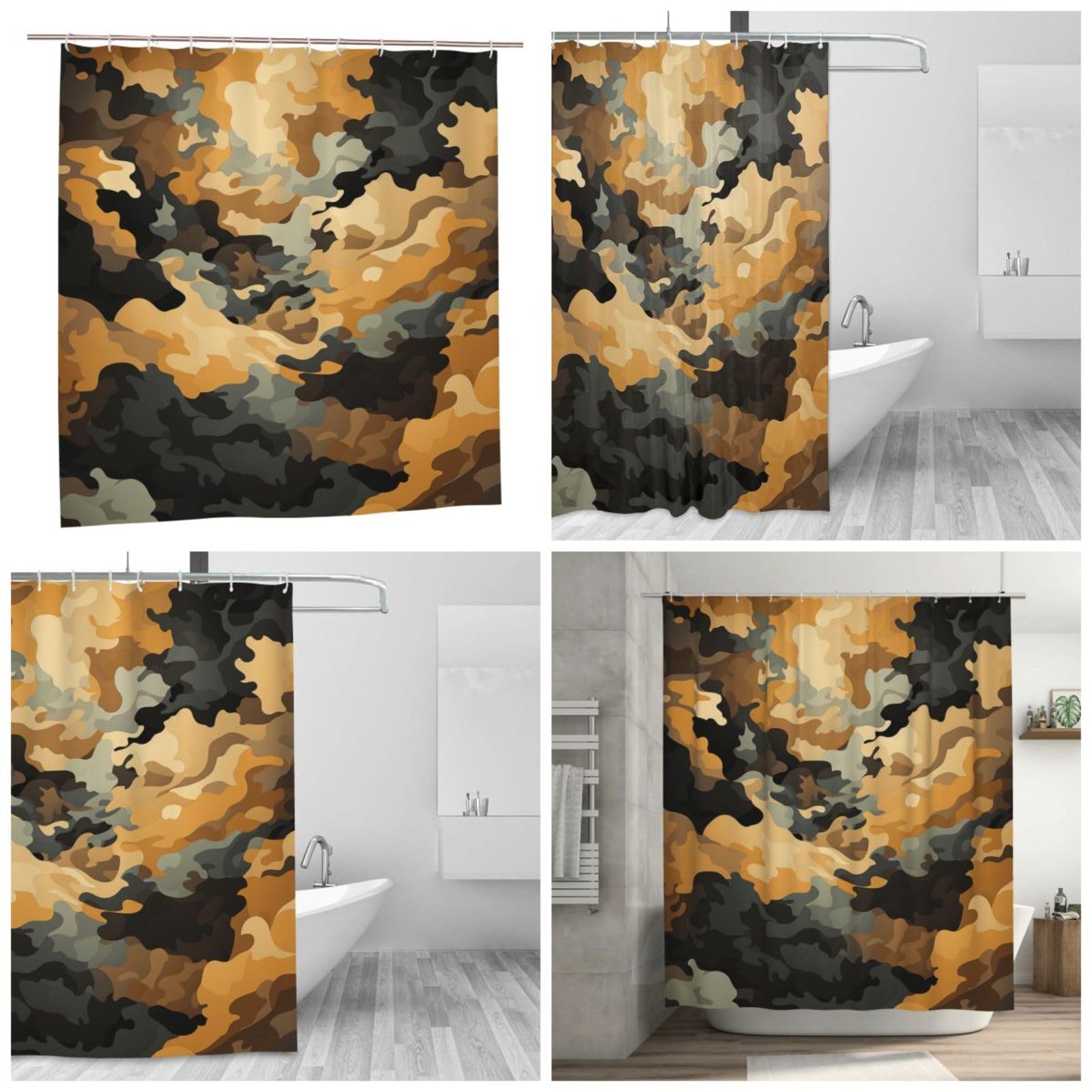 Rideau de douche 183x183 anti-éclaboussures lavable motif camouflage