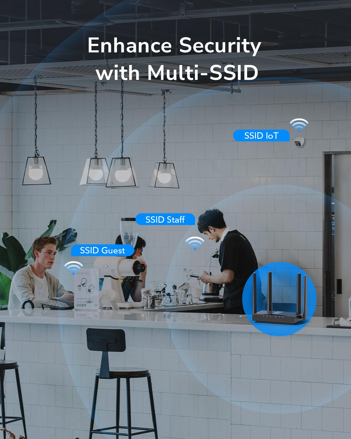 Cudy AP3000D WiFi 6 AX3000 Point d'accès Gigabit sans fil de bureau, pont Wi-Fi, formation de faisceaux, prend en charge plusieurs SSID, 4 antennes fixes, 802.3at/af ou PoE passif et alimentation 12 V