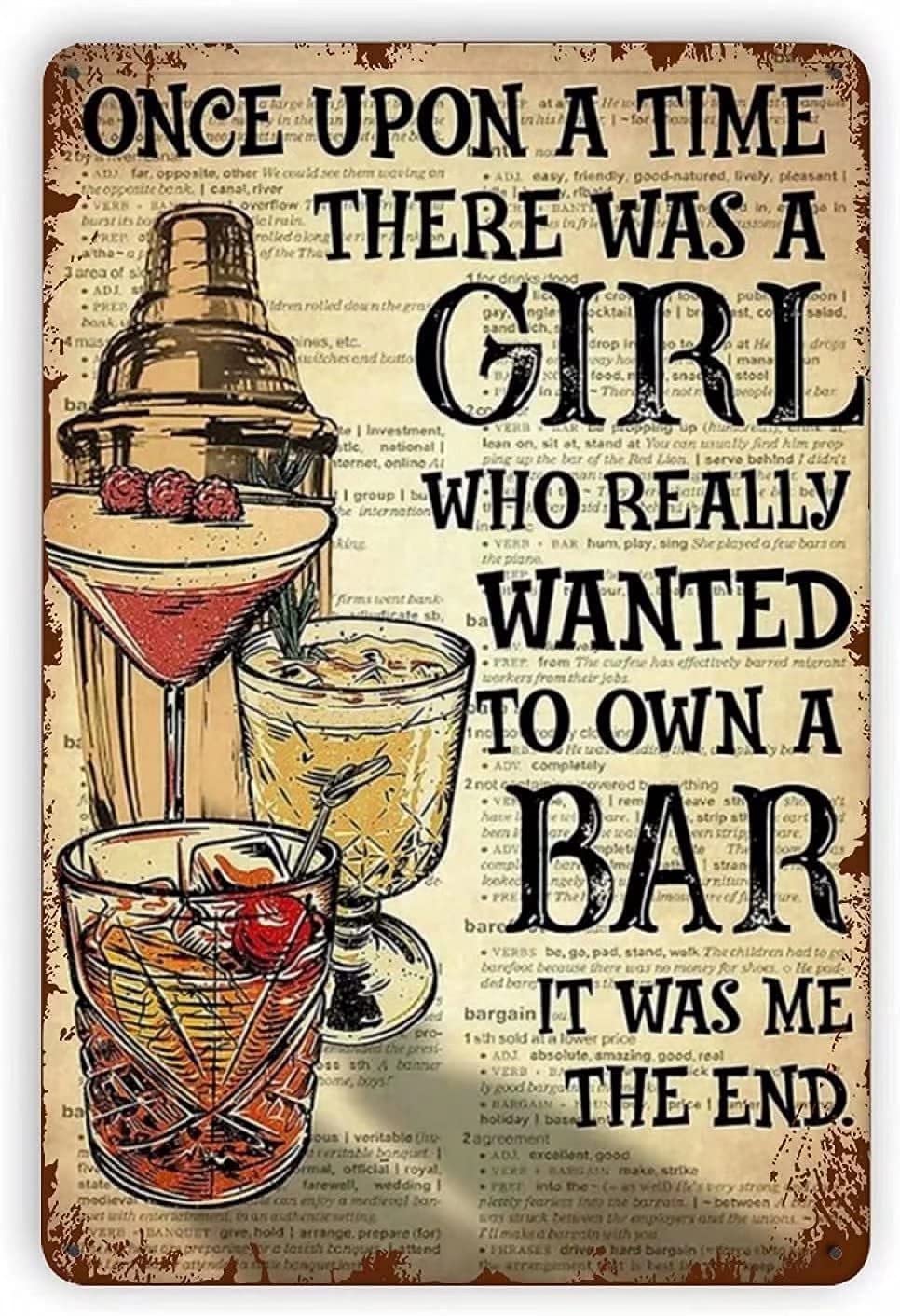 Wanted to Own A Bar Metal Tin Sign Vintage Chic Art Decoration for Home Bar Cafe Farm Store Garage or Club 8x12 Inch