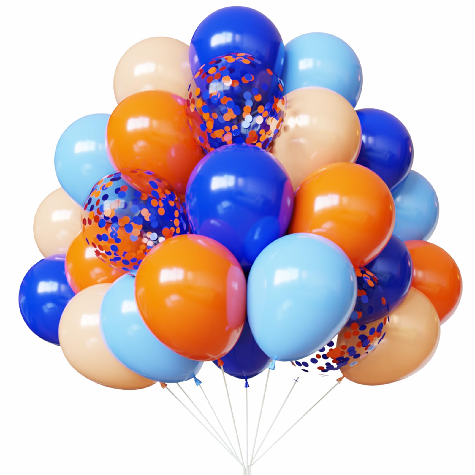 YMSZ Blue and Orange Balloons, 67pcs 12 Inch Royal Light Blue and Orange Beige Balloons for Birthday, Graduation, Baby Shower Party Decorations