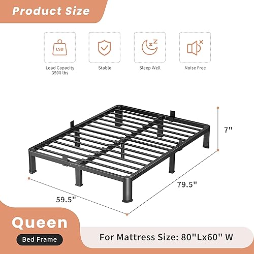 Miniatura 3 de Marco de cama con esquinas redondeadas (Queen, 7 pulgadas)