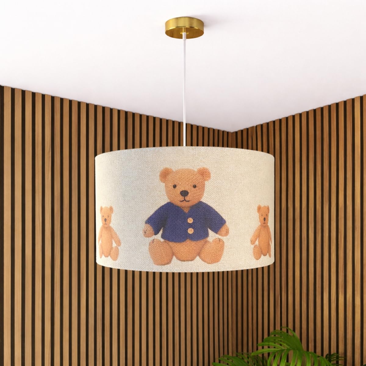 CGC Lighting Cgc Blake 45Cm Large Oatmeal Linen Blue Teddy Bear Children's Lamp Shade from B&Q