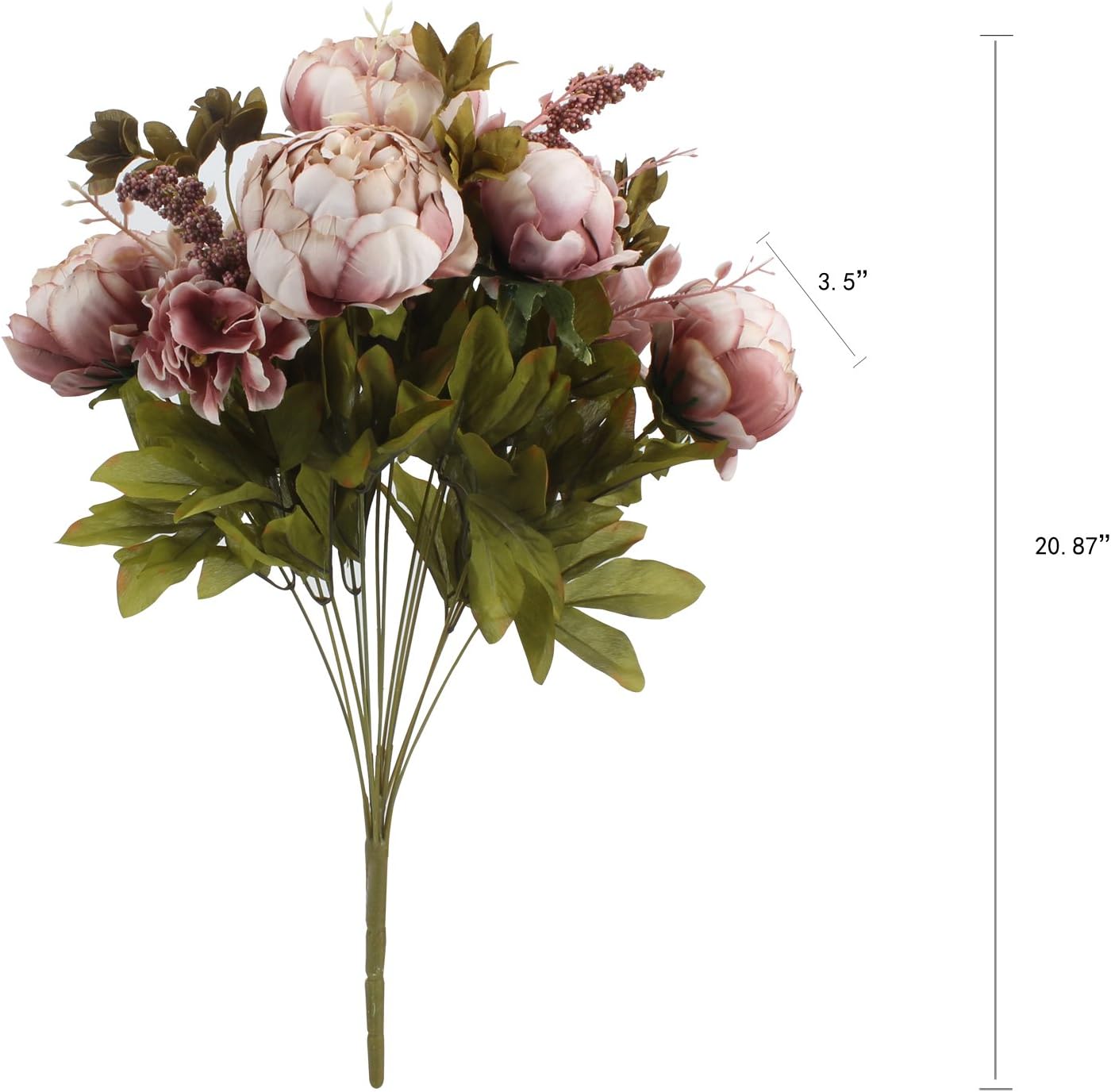 duovlo fake flowers vintage artificial peony silk flowers wedding home decoration,pack of 1 (sweetened bean) sweetened bean 20.87*3.5