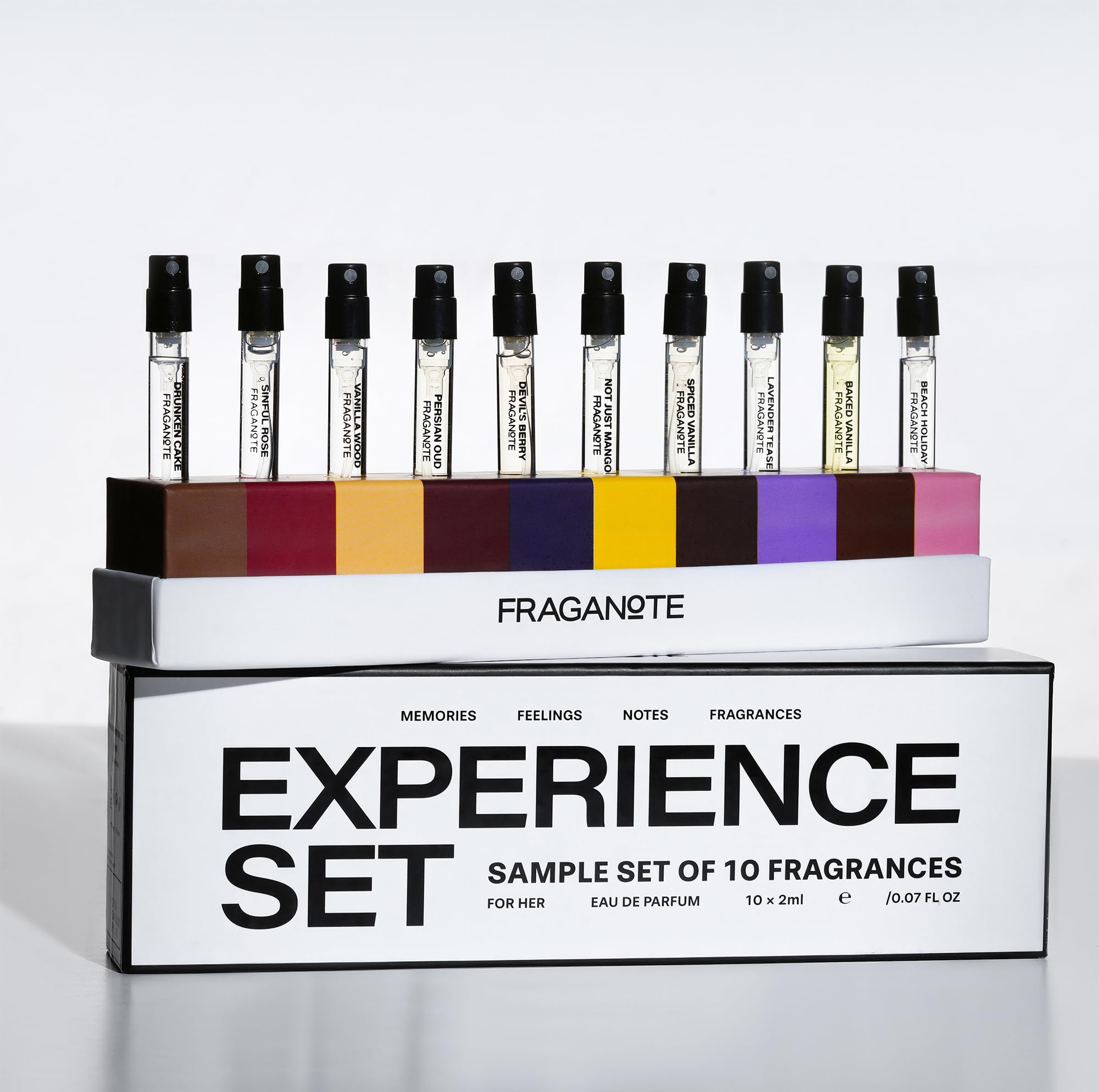 Fraganote Sample Set Unisex 10 x 2ml | Long-Lasting Mini Perfumes with Vanilla, Oud, Spicy, Floral & Citrus Notes | Travel-Friendly Gift Set for Him & Her | Premium Fragrance for Every Moment-image-0
